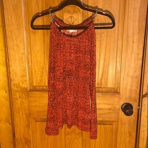 Michael Michael Kors Cold Shoulder Gold Chain Blouse EUC